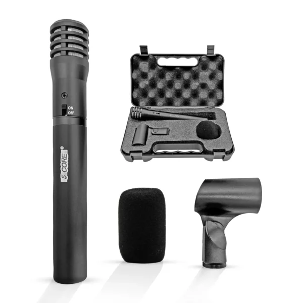 Black microphone set with accessories and case