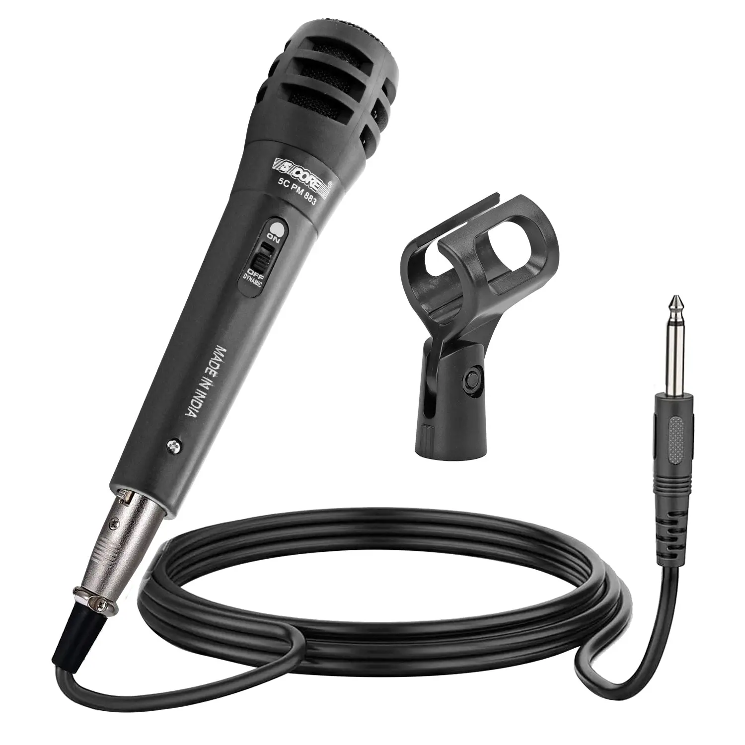 Dynamic microphone with cable and clip holder