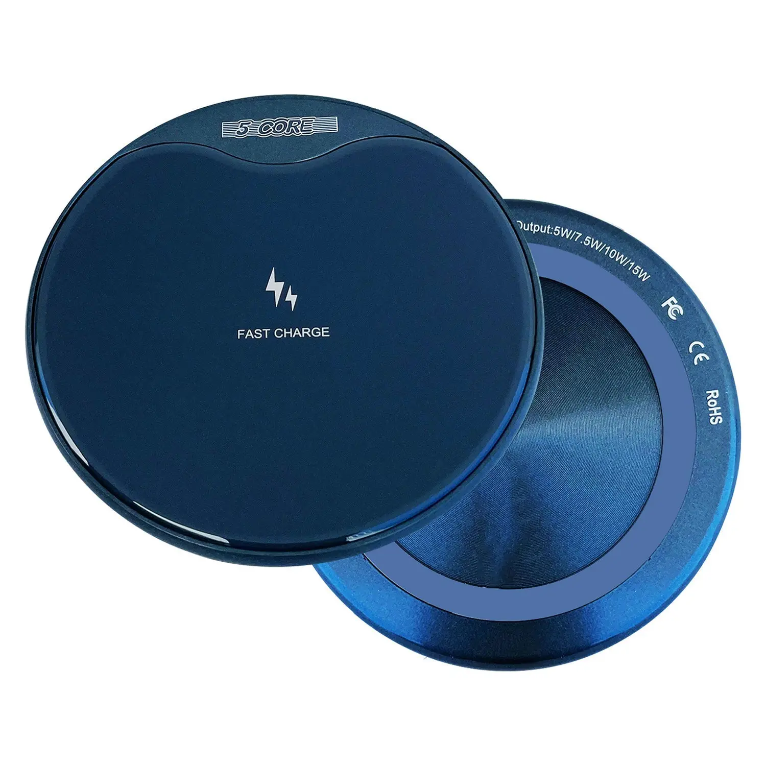 Blue wireless fast charger pad top view