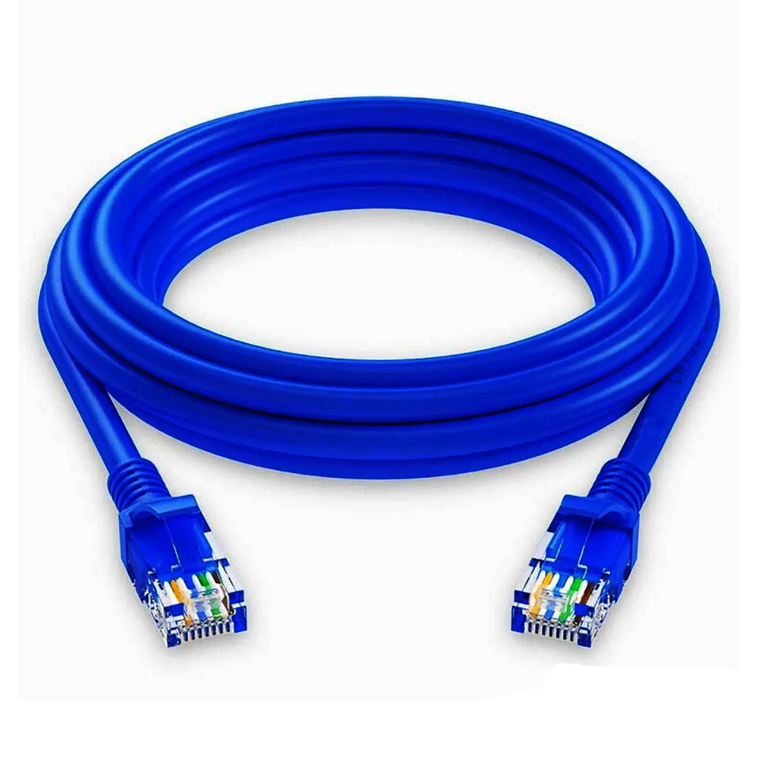 Blue Ethernet cable with connectors