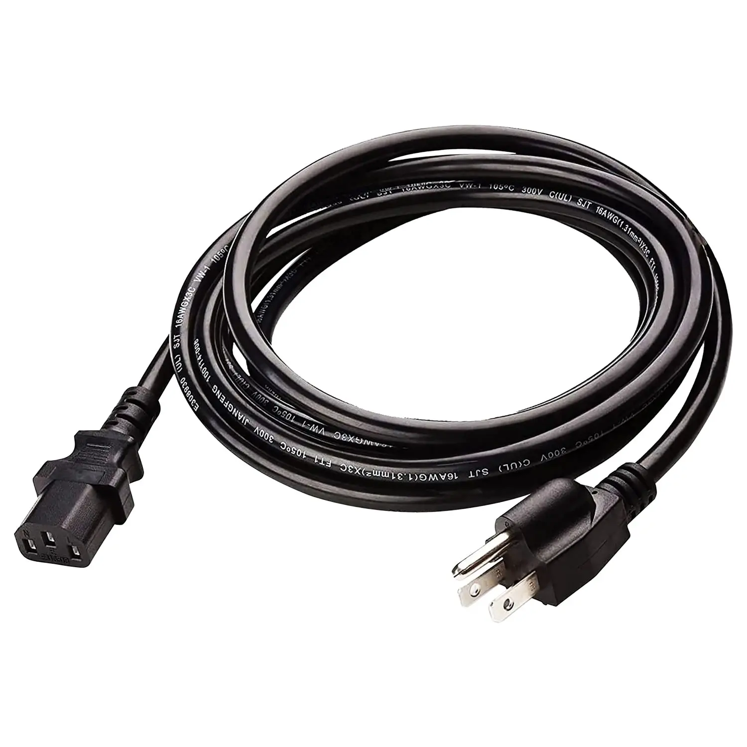 Black power cord with plug.