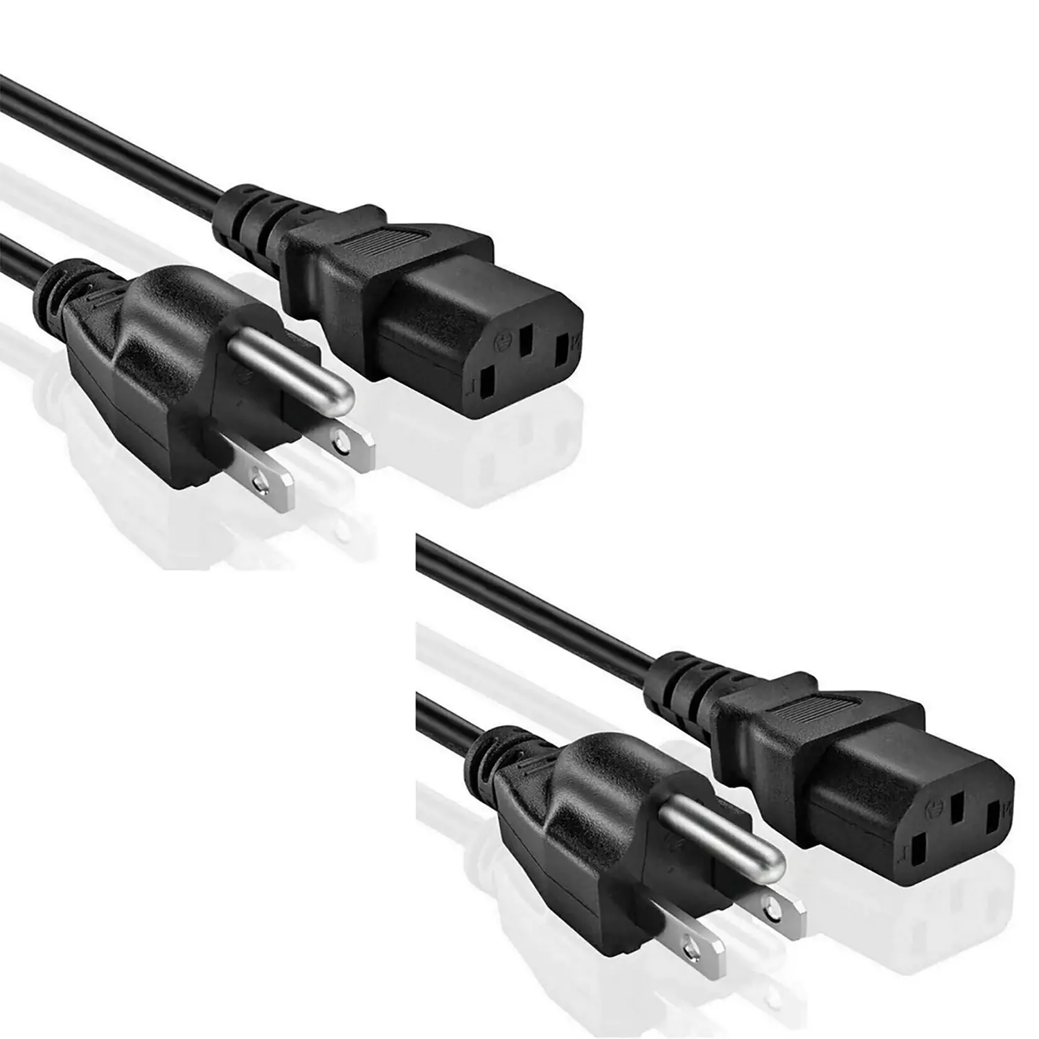 Two black power cords with plugs