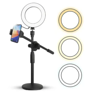 Adjustable phone holder ring light with color modes