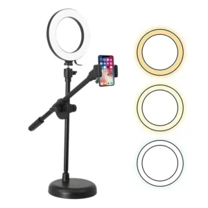 Ring light with phone holder and lighting options