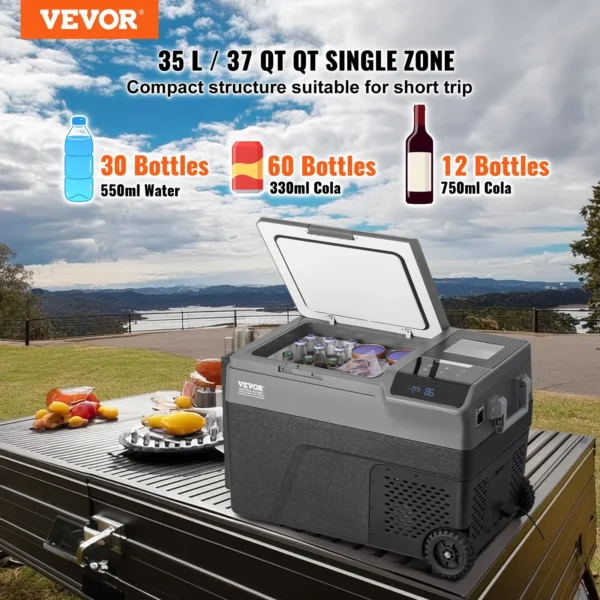 VEVOR Portable Car Refrigerator Freezer with Ice Making Function | 37QT | Touch Control | Dual Use for Home & Car | Adjustable Temperature