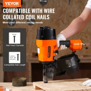 Vevor nail gun compatible with wire collated coil nails