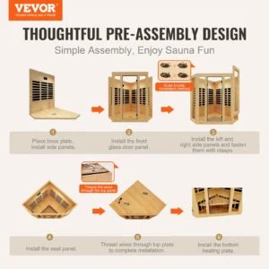 VEVOR sauna assembly instructions with six steps