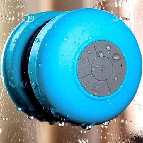 Blue waterproof Bluetooth shower speaker