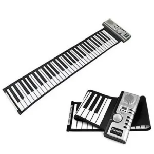 Flexible roll-up keyboard piano with control panel