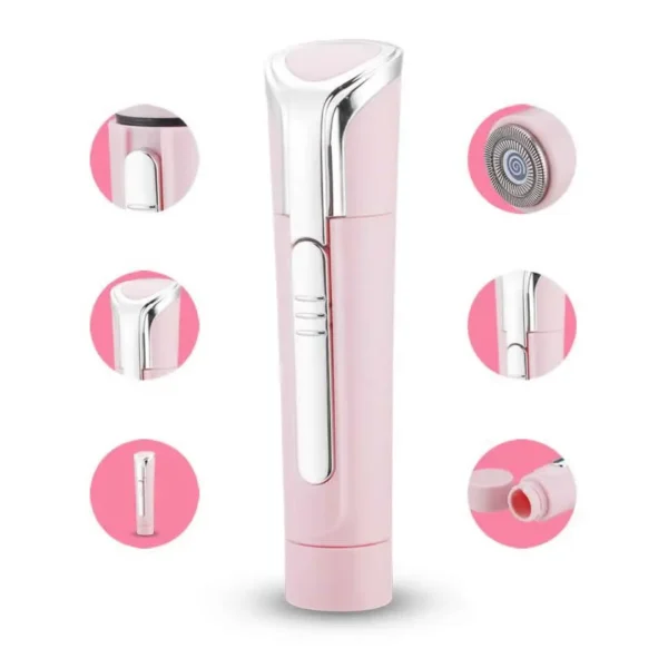 Pink electric shaver with stainless steel blades