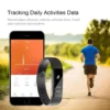 Fitness tracker showing activity monitoring features.