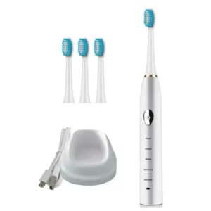 Electric toothbrush with accessories and replacement heads.