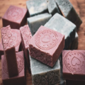 Handmade soap bars with decorative stamps